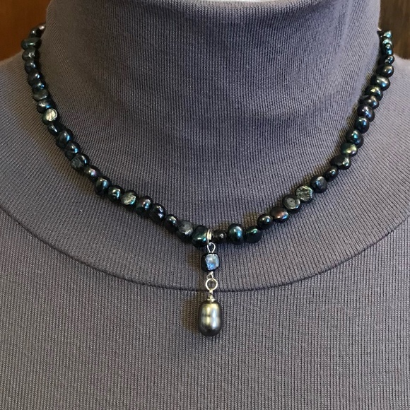Princess Bride Buttercup Natural Black Pearl Drop Necklace, Handmade Replica - Picture 6 of 16